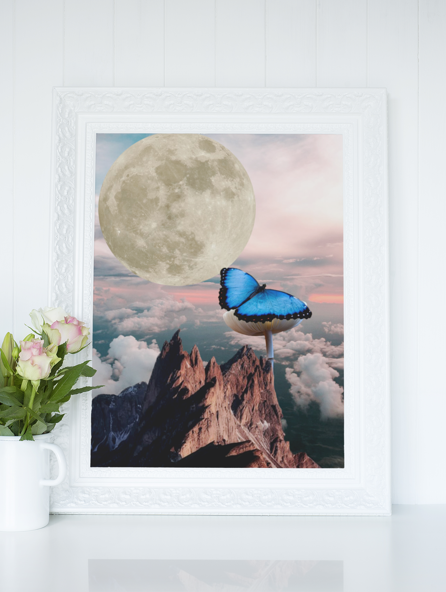 Butterfly Mountain Collage Print